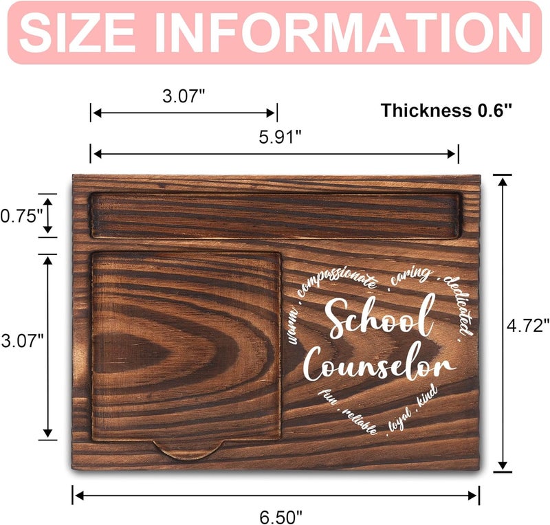 FTONENI School Counselor Gifts, School Counselor Appreciation Gifts, Thank You Counselor Gifts, Sticky Note Holder, Post-it Note Dispenser for Desk, Wooden Post-it Note & Pen Holder 6.5" x 4.7" - FTA123 - Image 2